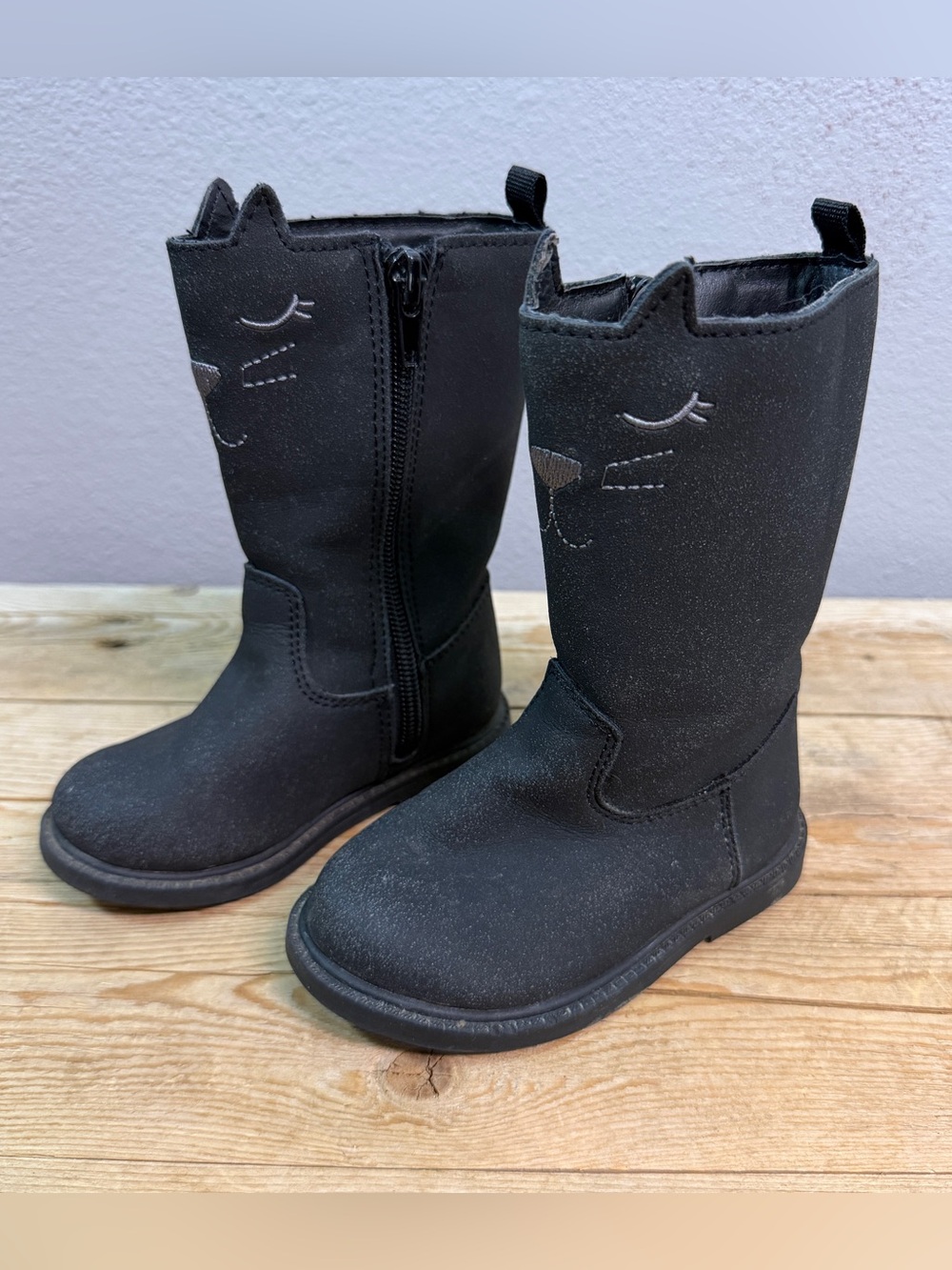 Carter's Black Cat Face Mid-Calf Kids' Boots
